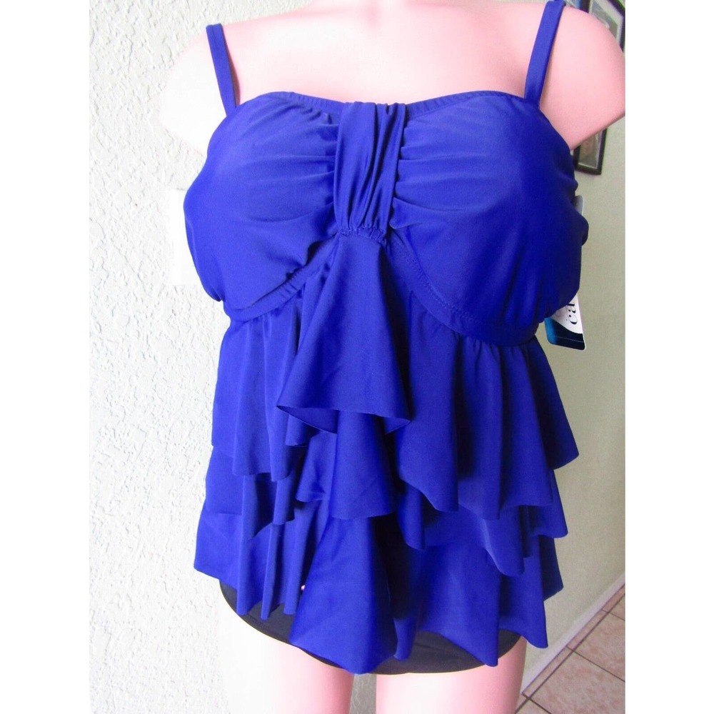 CATALINA Women's One Piece three layered spaghetti Swim dress Size 1X (16W)